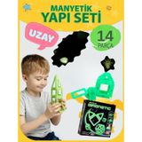 Craftivio Karanlıkta Parlayan Fosforlu - 14 Parça Manyetik Bloklar Mıknatıslı Eğitici Zeka Oyunu Seti