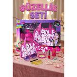 Craftivio Kız Çocuk Çantalı Oyuncak Makyaj Seti - Leke Yapmayan Gerçekçi Görünümlü 6 Parça Evcilik Seti - Çok Renkli