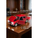 Craftivio Lada Vaz 2107 Metal Diecast Model Araba 1:24 Ölçek (18CM) Sesli Işıklı Çek Bırak Kırmızı - Renkli