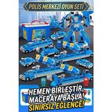 Craftivio Manyetik Dönüşen Robot Araba Seti 21 Parça Sök Tak Eğitici Oyuncak - Kutulu Polis Merkezi - Çok Renkli