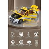 Craftivio Mercedes E-Serisi Taksi 1:24 Ölçek Diecast Metal Model Araba - Işıklı, Sesli ve Süspansiyonlu - Renkli