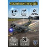 craftivio Metal Alaşım Işıklı Sesli Çek Bırak Askeri Kargo Uçağı - 22 cm Büyük Boy Model Uçak
