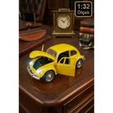Craftivio Metal Çek Bırak Beetle Vosvos Araba 1:32 Ölçek Sesli Işıklı Kapıları Açılan Diecast Model - Sarı - Renkli