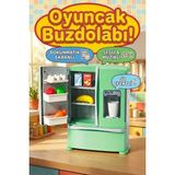 Craftivio Müzikli Sesli ve Dokunmatik Ekranlı Oyuncak Buzdolabı Seti - 12 Parça Aksesuarlı Evcilik Oyuncakları - Çok Renkli