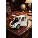 Craftivio Nostaljik Beetle Vosvos Oyuncak Araba - 17CM Büyük Boy - Sesli Işıklı ve Sürtmeli - Beyaz Araba