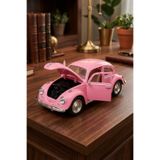 craftivio Nostaljik Vosvos Oyuncak Araba - 17cm Büyük Boy - Sesli Işıklı ve Sürtmeli - Pembe Model Araba