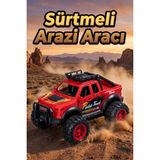 Craftivio Oyuncak Araba Sürtmeli Büyük Tekerlekli 4x4 Off Road Jeep - Dayanıklı Arazi Aracı 13 cm Kırmızı - Renkli