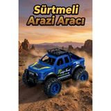 Craftivio Oyuncak Araba Sürtmeli Büyük Tekerlekli 4x4 Off Road Jeep - Dayanıklı Arazi Aracı 13 cm Mavi - Renkli