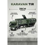 craftivio Oyuncak Tır Ve Karavan Seti Yeşil - 39cm Büyük Boy Metal Kupa Işıklı Sesli Çek Bırak Oyuncak Araba