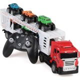 Craftivio Oyuncak Uzaktan Kumandalı Araba Taşıyan Tır 35 cm - 6 Adet Mini Arabalı Set 1:32 Ölçek - Kırmızı