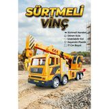 craftivio Oyuncak Vinç Sarı İnşaat Aracı Sürtmeli Hareketli Kule ve Uzayan Kol 17 Cm İş Makinesi
