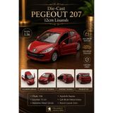 craftivio Peugeot 207 Kırmızı Die-Cast Metal Model Araba 1:36 Ölçek 12 cm Çek Bırak Lisanslı