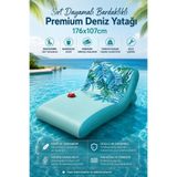 craftivio Premium Sırt Dayamalı Bardaklıklı Şişme Deniz ve Havuz Yatağı 176x107 cm Tropikal Desen