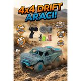 Craftivio Şarjlı Uzaktan Kumandalı Araba 4x4 Yüksek Hızlı Drift ve Arazi Aracı 2.4ghz 1:20 Yedek Lastikli - Gri