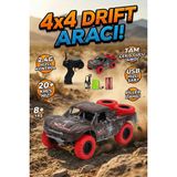 Craftivio Şarjlı Uzaktan Kumandalı Araba 4x4 Yüksek Hızlı Drift ve Arazi Aracı 2.4ghz 1:20 Yedek Lastikli - Kırmızı