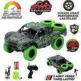 Craftivio Şarjlı Uzaktan Kumandalı Araba 4x4 Yüksek Hızlı Drift ve Arazi Aracı 2.4ghz 1:20 Yedek Lastikli - Yeşil