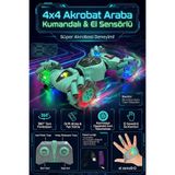 craftivio Şarjlı Uzaktan Kumandalı ve El Sensörlü 4x4 Akrobat Araba 360 Derece Dönen Işıklı Oyuncak Araba