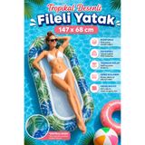 craftivio Serinletici File Tabanlı Deniz ve Havuz Yatağı - Su Hamağı Katlanabilir Şişme Şezlong 147x68 cm