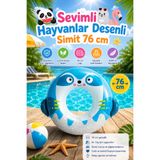 craftivio Sevimli Hayvanlar Figürlü Deniz ve Havuz Simidi 76 cm Şişme Çocuk Simidi 8+ Yaş