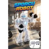Craftivio Sporcu Robot Işıklı Sesli ve Hareketli Oyuncak – Dambıl Kaldıran Şınav Çeken Robot (24 Cm)