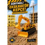 craftivio Sürtmeli Oyuncak Ekskavatör Kepçe - Hareketli Kol İş Makinesi 3+ Yaş