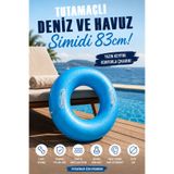 craftivio Tutmaçlı Yetişkin Deniz ve Havuz Simidi Şişme Plaj Simidi Çift Kulplu 83 cm