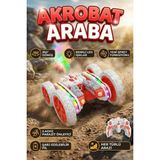 Craftivio Uzaktan Kumandalı Işıklı Akrobat Araba 360 Derece Takla Atan Duman Püskürten Şarjlı Oyuncak Araba - Turuncu - Beyaz