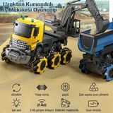 Craftivio Uzaktan Kumandalı Kepçe İş Makinesi - Mecanum Tekerlekli, Işıklı Sesli, Yatay Giden Oyuncak - Sarı - Siyah