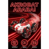 Craftivio Uzaktan Kumandalı Şarjlı Buharlı Akrobat Araba 360 Derece Dönen Işıklı Müzikli 4x4 Drift - Kırmızı