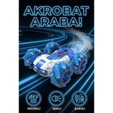 Craftivio Uzaktan Kumandalı Şarjlı Buharlı Akrobat Araba 360 Derece Dönen Işıklı Müzikli 4x4 Drift - Mavi