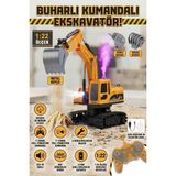 Craftivio Uzaktan Kumandalı Şarjlı Ekskavatör Buharlı Sesli Işıklı 3 Başlıklı Oyuncak Iş Makinesi