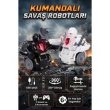 Craftivio Uzaktan Kumandalı Savaş Robotu 2'li Set - Şarjlı, Işıklı ve 360 Derece Dönen Dövüşen Robotlar - Renkli