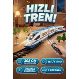 craftivio Uzaktan Kumandalı Sesli ve Işıklı Hızlı Tren Seti - 39 Parça 308 cm Büyük Raylı Oyuncak Tren