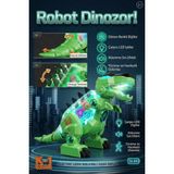 Craftivio Vardem Oyuncak K-1 Gear Şeffaf Gövdeli Işıklı Sesli Yürüyen T-Rex Robot Dinozor Yeşil