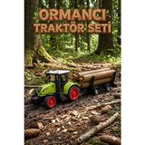 Craftivio Yeşil Römorklu Ormancı Traktör Seti - 24 cm Tomruk Yüklü Dayanıklı Oyuncak
