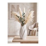 craftopya Petalum Modern Tasarım Dekoratif Vazo 20 cm - Yapay Çiçek, Kuru İncir ve Pampas Vazosu - Soft Minimalist