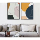Crane İkili Set Yağlı Boya Dokulu Tablo 75X100 Siyah Çerçeveli