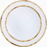 Crate & Barrel Abbott Yuvarlak Beyaz & Bambu Dış Mekan Melamin Tabak, 40 Cm, Bpa Içermez