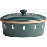 Crate & Barrel Green Trees Stoneware Pancake Warmer Seramik Tencere - Yeşil