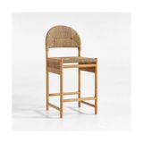 Crate & Barrel Rustler Dokuma Tezgah Taburesi, Doğal Ahşap ve Rattan Detaylarla Şıklık - Kahverengi