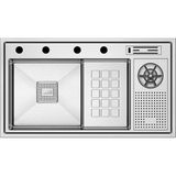 Crauf Evye Lusso Diamond | 84CM - Platinum Satin (Inox) - Gümüş - Tek Gözlü - 84x48 cm