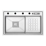 Crauf Evye Lusso Diamond | 86CM - Platinum Satin (Inox) - Gümüş - Tek Gözlü - 86x48 cm