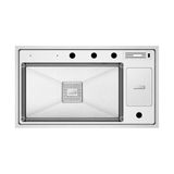 Crauf Lusso 1060 Grand Akıllı Evye 86 x 49 cm Platinum Stain Inox, 304 Paslanmaz Çelik, Entegre Çöp Kovası, Masif Ahşap Kesme Tahtası, Süzgeç ve Sabunluk