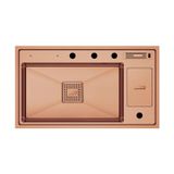 Crauf Lusso 1060 Grand Akıllı Evye 86 x 49 cm Royal Bronze Bakır, 304 Paslanmaz Çelik, Entegre Çöp Kovası, Masif Ahşap Kesme Tahtası, Süzgeç ve Sabunluk