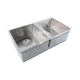 Crauf Stella Premium El Yapımı Çift Gözlü 304 Paslanmaz Çelik Mutfak Evyesi 80 cm x 45 cm Platinum Stain İnox