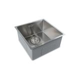 Crauf Stella Premium El Yapımı Tek Gözlü 304 Paslanmaz Çelik Mutfak Evyesi 44 cm x 44 cm Platinum Stain İnox