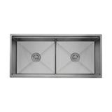 Crauf Vertice 304 Paslanmaz Çelik Çift Gözlü Mutfak Eviyesi (Nano Mat Gri, 48 cm x 98 cm)