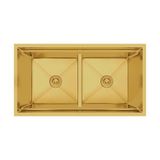 Crauf Vertice 304 Paslanmaz Çelik Çift Gözlü Mutfak Eviyesi (PVD Altın, 48 cm x 95 cm)