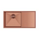 Crauf Via Bella 6072 Sağ Damlalıklı – El Yapımı Kurutma Damlalıklı 304 Paslanmaz Çelik Mutfak Evyesi (45×86 cm) Royal Bronze Bakır