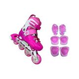 crayz toys 2+2 Ayarlanabilir Işıklı Silikon Teker Unisex Profesyonel Pateni Dizlik Hediyeli - Pembe - 31 - 34